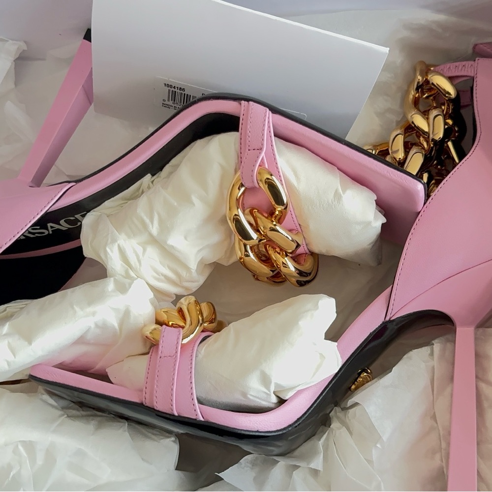 Pink Versace Open Toe Shoes